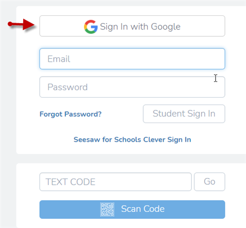 Seesaw Student Google sign in  